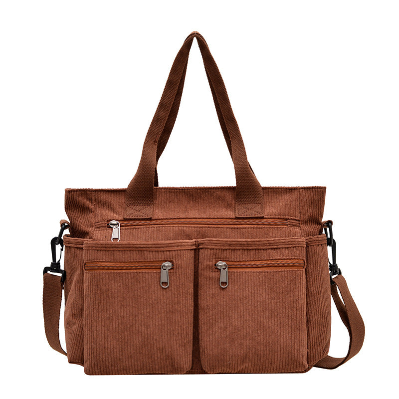 Women Corduroy Shoulder Crossbody Bag Large Capacity