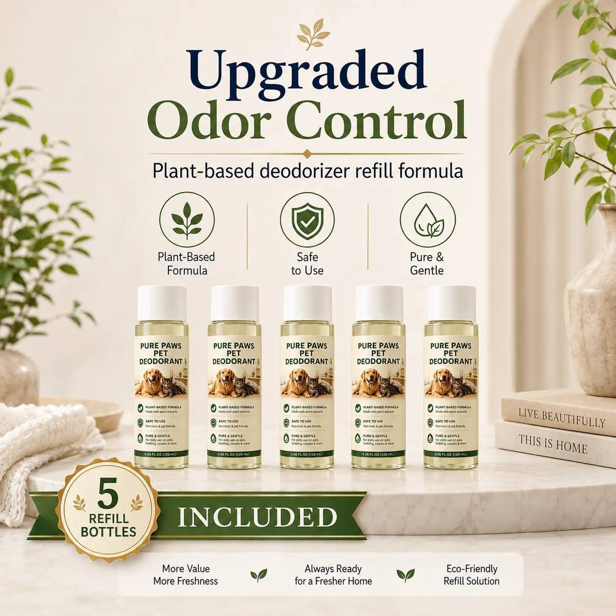 Plant-Based Pet Deodorizing and Stain-Removing Spray for Dogs and Cats