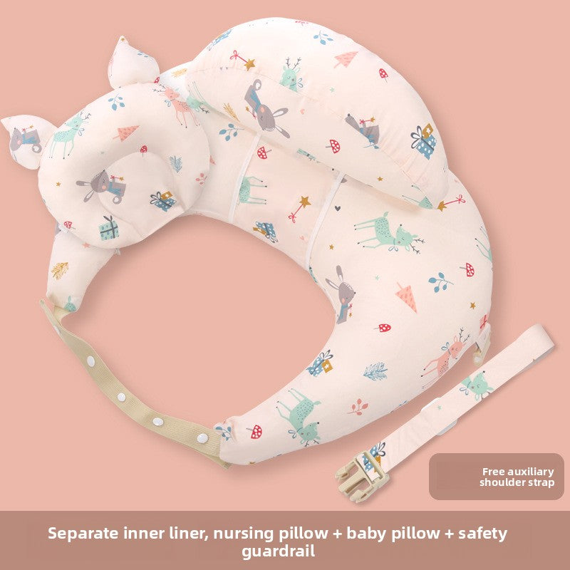 Ergonomic Baby Nursing Pillow with Lumbar Support & Guardrail ? Multi-Functional Infant Feeding Cushion