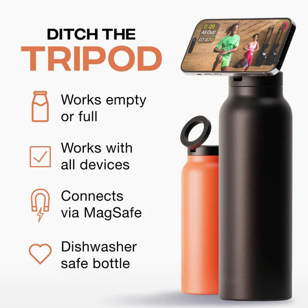 24oz Stainless Steel Insulated Water Bottle with Magnetic Phone Holder and Handle
