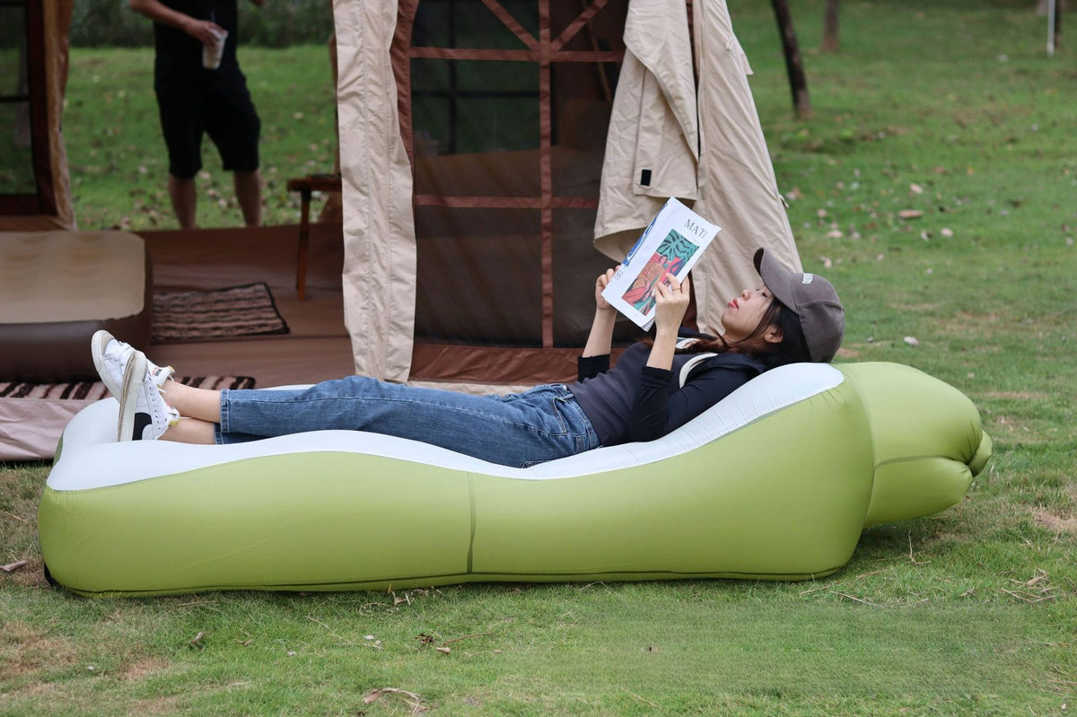 Inflatable Outdoor Air Lounger & Travel Camping Bed ? Portable Blow-Up Sofa