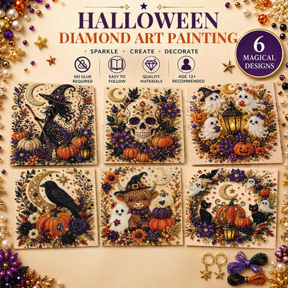 Spooky Ghost Diamond Art Kit, Halloween DIY Wall Decor for Adults & Beginners, Full Drill Gem Painting