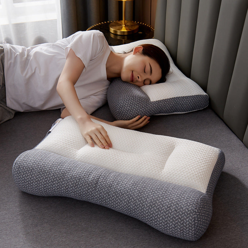 An ergonomic memory foam cervical traction pillow