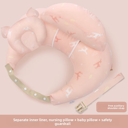 Ergonomic Baby Nursing Pillow with Lumbar Support & Guardrail ? Multi-Functional Infant Feeding Cushion