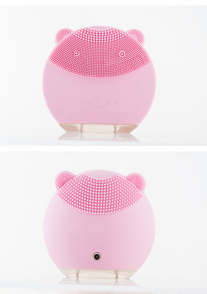 Electric Bear Silicone Facial Cleansing Brush Rechargeable Facial Washing Brush Cleaning Beauty Instrument Ultrasonic Pore Cleaner