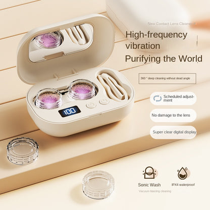 Charging Contact Lens Cleaner, High-Frequency Ultrasonic Automatic Cleaning Case