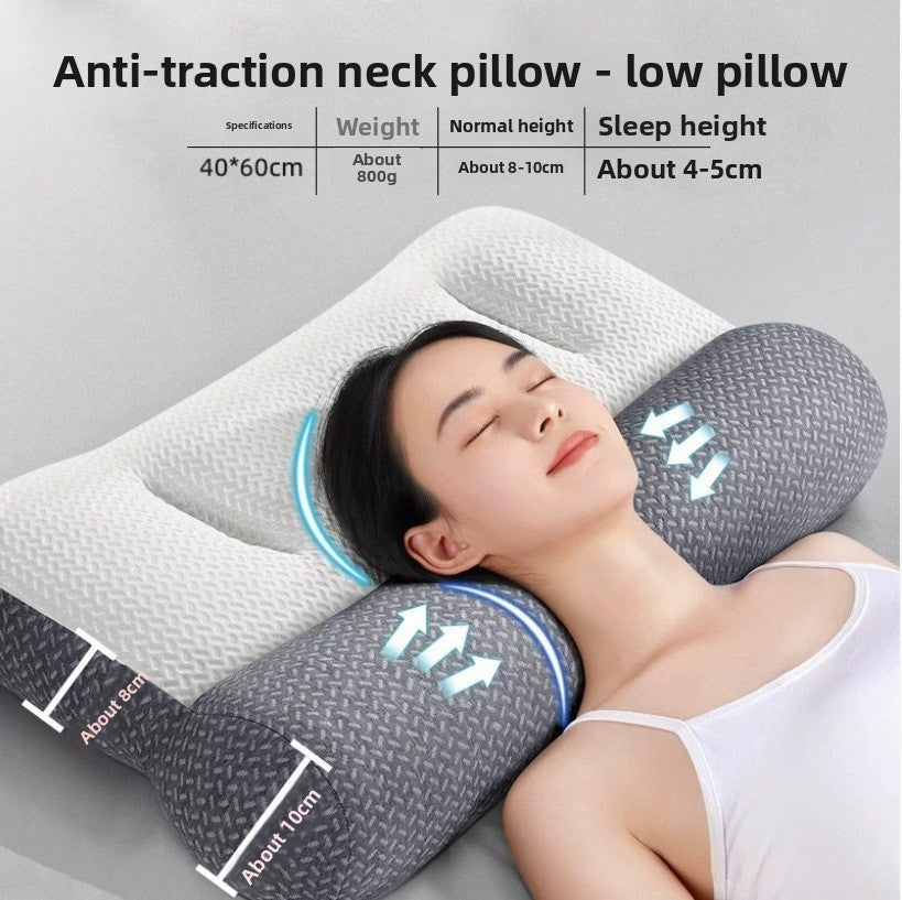 An ergonomic memory foam cervical traction pillow