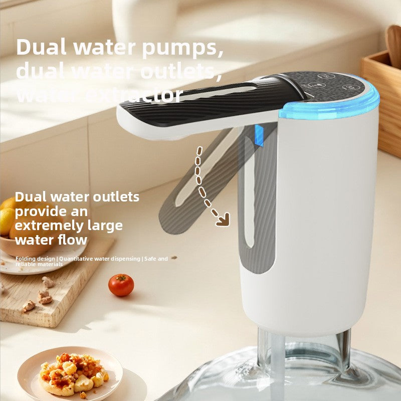 Dual-Pump Foldable Water Dispenser with LED Light