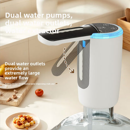 Dual-Pump Foldable Water Dispenser with LED Light
