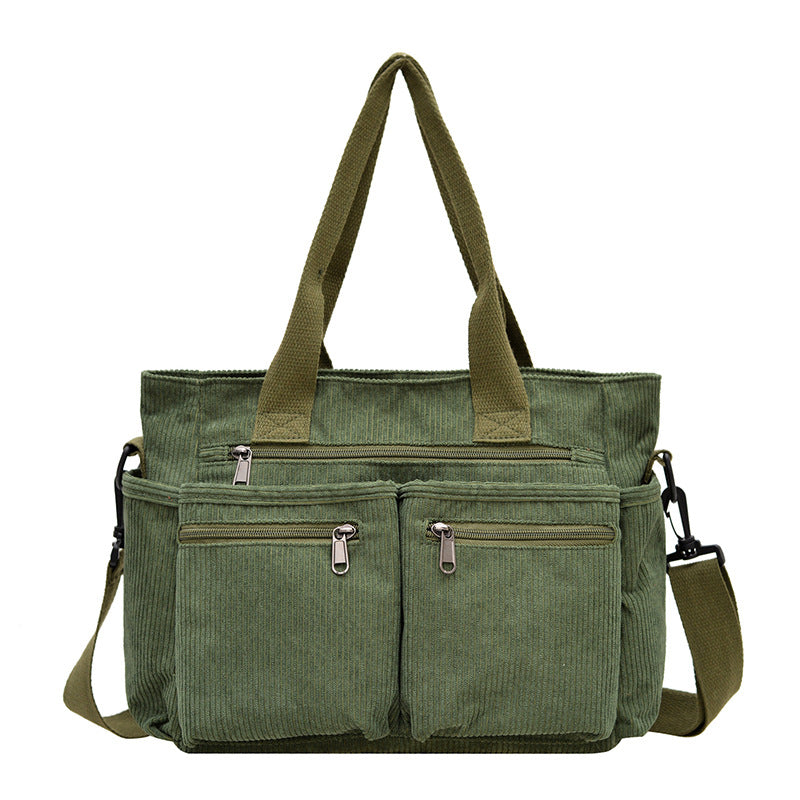 Women Corduroy Shoulder Crossbody Bag Large Capacity