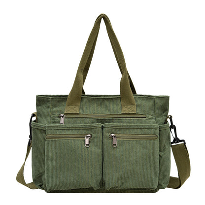 Women Corduroy Shoulder Crossbody Bag Large Capacity