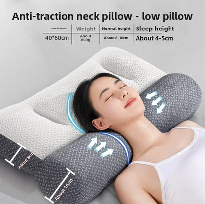 An ergonomic memory foam cervical traction pillow
