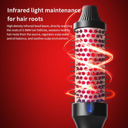 2-in-1 Ionic Thermal Hair Styling Roller Comb & Curler with Red Light Therapy