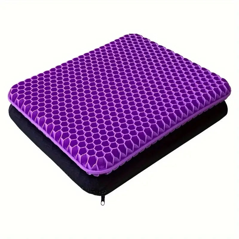 Thick & Large Gel Seat Cushion with Non-Slip Cover, Honeycomb Pad for Hip & Tailbone Pain Relief, for Car and Office Use