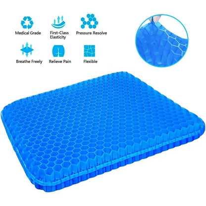 Thick & Large Gel Seat Cushion with Non-Slip Cover, Honeycomb Pad for Hip & Tailbone Pain Relief, for Car and Office Use