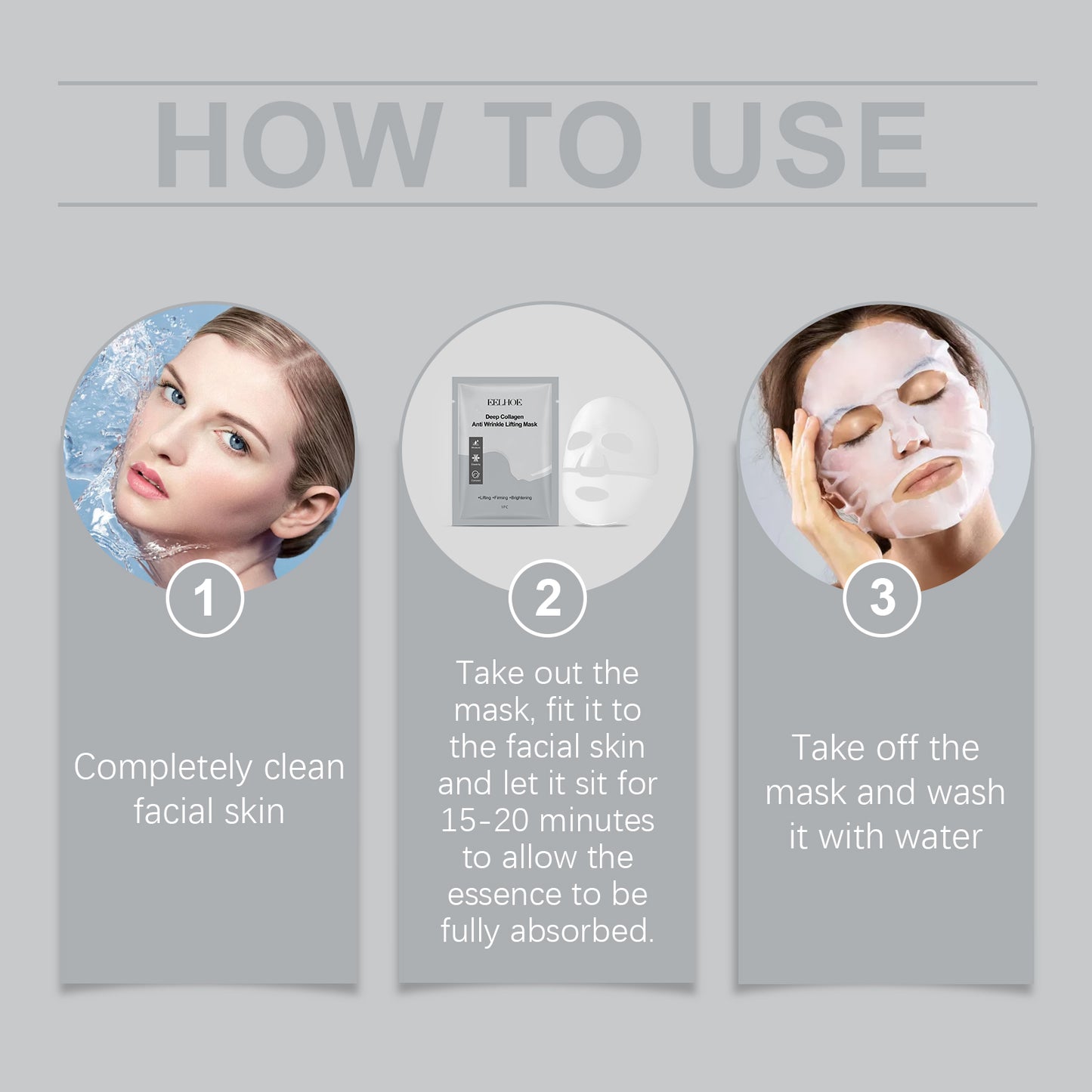 EELHOE Collagen Mask (Bag) Hydrating, Rejuvenating, Firming, Brightening, Moisturizing, Nourishing And Gentle Care Mask
