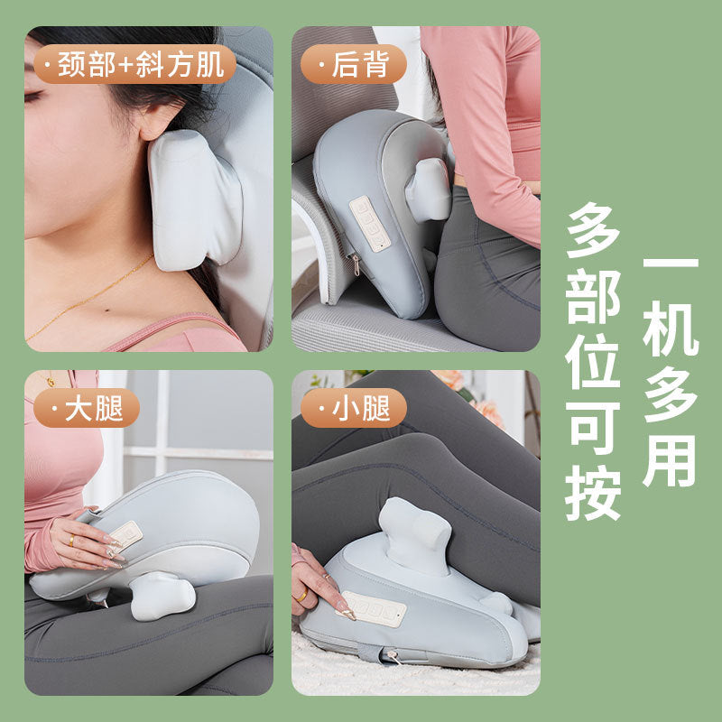 Heated Neck and Back Massager Pillow with Ergonomic Lumbar Support