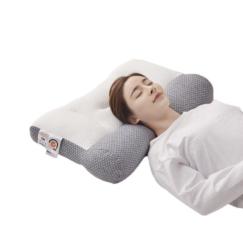 An ergonomic memory foam cervical traction pillow