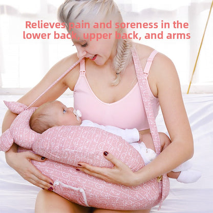Ergonomic Baby Nursing Pillow with Lumbar Support & Guardrail ? Multi-Functional Infant Feeding Cushion