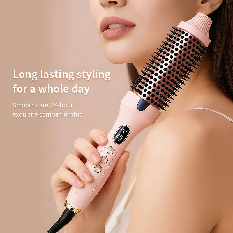 2-in-1 Ionic Thermal Hair Styling Roller Comb & Curler with Red Light Therapy