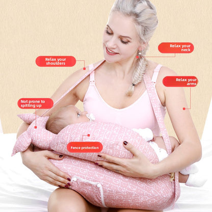 Ergonomic Baby Nursing Pillow with Lumbar Support & Guardrail ? Multi-Functional Infant Feeding Cushion