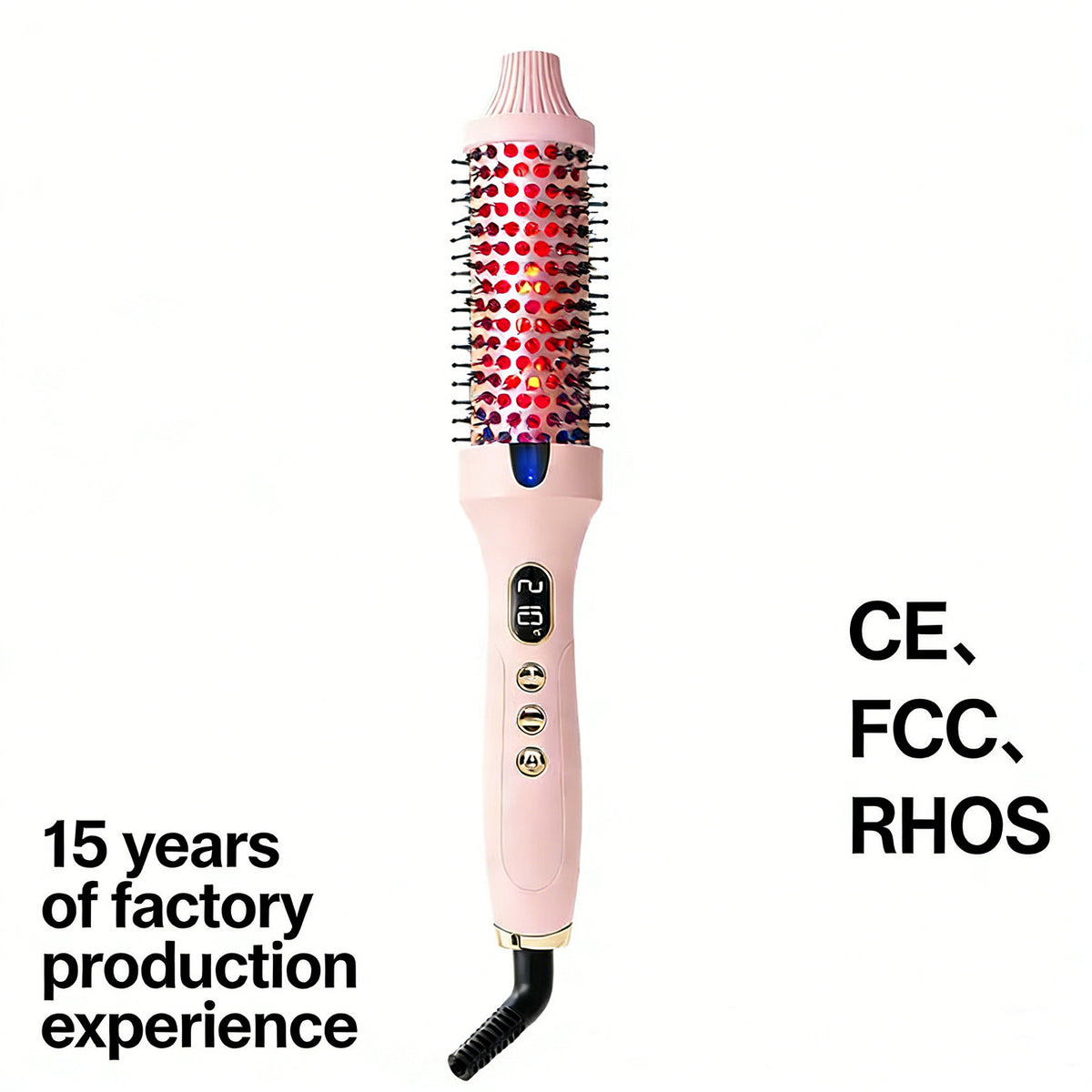 2-in-1 Ionic Thermal Hair Styling Roller Comb & Curler with Red Light Therapy