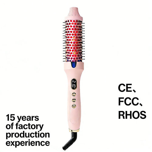 2-in-1 Ionic Thermal Hair Styling Roller Comb & Curler with Red Light Therapy