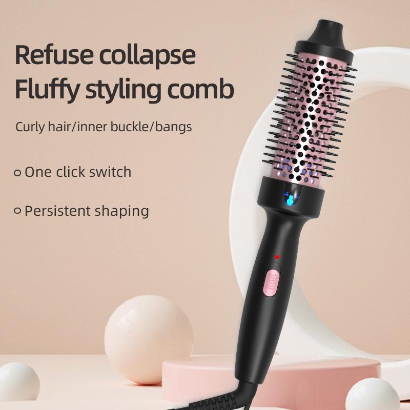 2-in-1 Ionic Thermal Hair Styling Roller Comb & Curler with Red Light Therapy