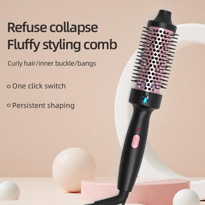 2-in-1 Ionic Thermal Hair Styling Roller Comb & Curler with Red Light Therapy