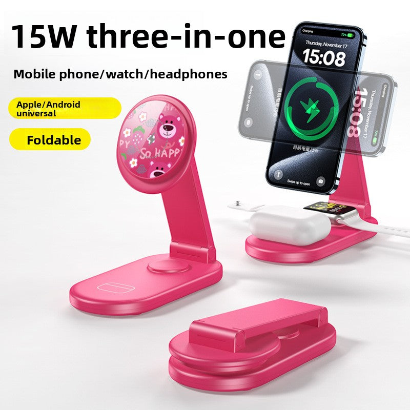 New Three-In-One Wireless Charger Suitable for Apple 17Pro Mobile Phones, Earphones, Watches, Fast Charging Foldable Wireless Charger