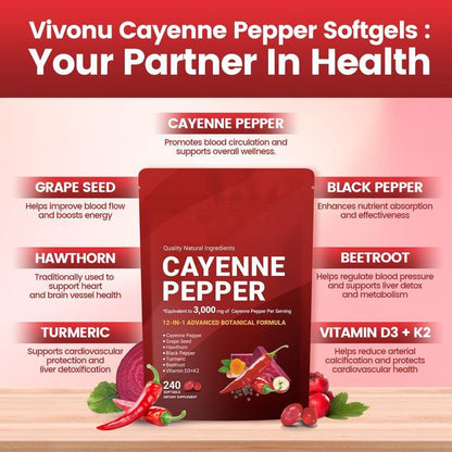 Vitamin D3+K2 Capsules CAYANNE PEPPER Chili Capsules 240 capsules