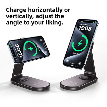 New Three-In-One Wireless Charger Suitable for Apple 17Pro Mobile Phones, Earphones, Watches, Fast Charging Foldable Wireless Charger