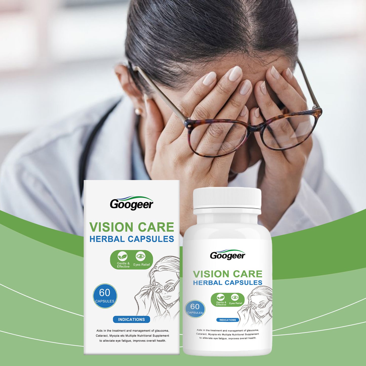 Googeer Vision Relief Capsules, Vision Care Herbal Capsules For Body Treatment