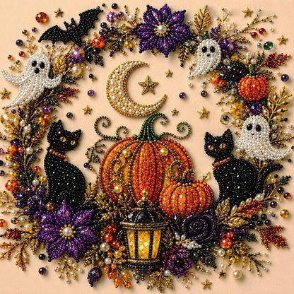 Spooky Ghost Diamond Art Kit, Halloween DIY Wall Decor for Adults & Beginners, Full Drill Gem Painting