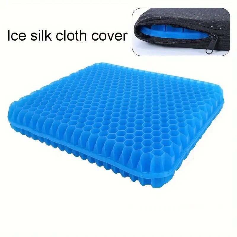 Thick & Large Gel Seat Cushion with Non-Slip Cover, Honeycomb Pad for Hip & Tailbone Pain Relief, for Car and Office Use