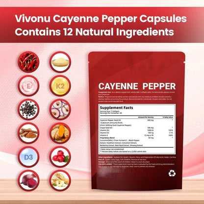 Vitamin D3+K2 Capsules CAYANNE PEPPER Chili Capsules 240 capsules