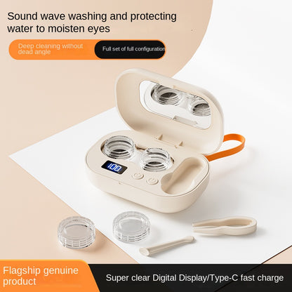 Charging Contact Lens Cleaner, High-Frequency Ultrasonic Automatic Cleaning Case