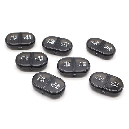 14 Compartment Weekly Pill Organizer with Leather Case