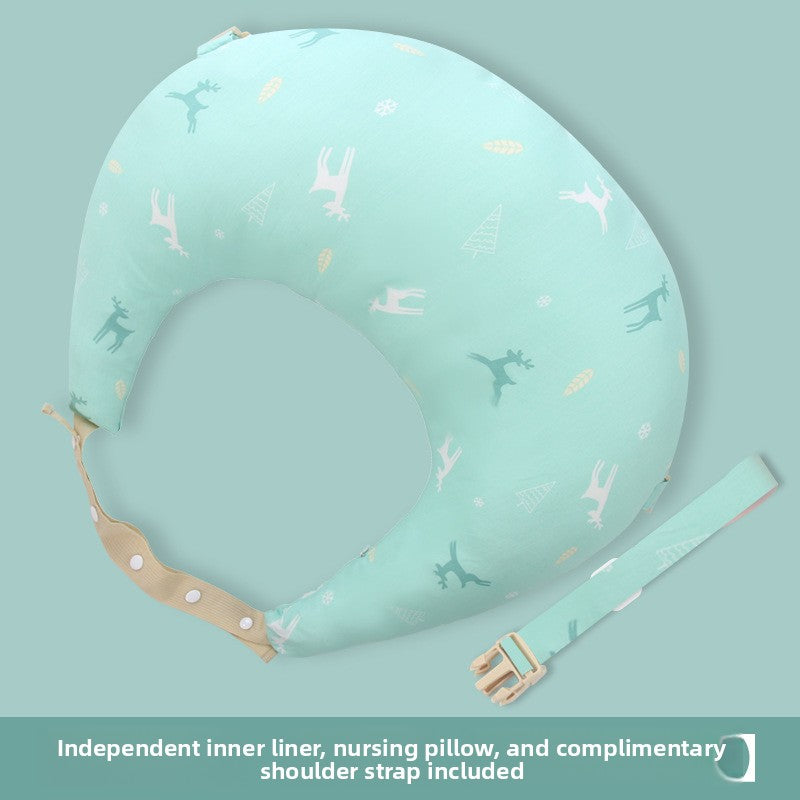 Ergonomic Baby Nursing Pillow with Lumbar Support & Guardrail ? Multi-Functional Infant Feeding Cushion