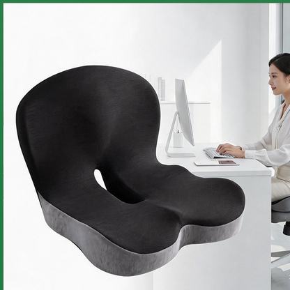 Ergonomic Memory Foam Seat Cushion & Lumbar Support ? Integrated Posture Correction Pad