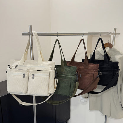 Women Corduroy Shoulder Crossbody Bag Large Capacity