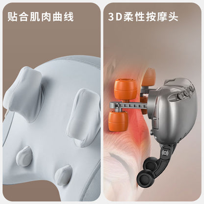 Heated Neck and Back Massager Pillow with Ergonomic Lumbar Support