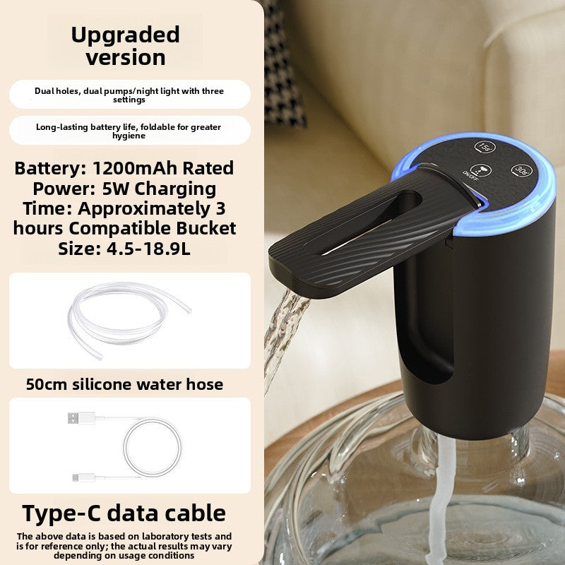 Dual-Pump Foldable Water Dispenser with LED Light