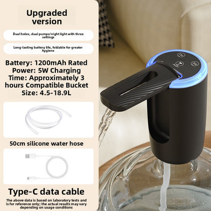 Dual-Pump Foldable Water Dispenser with LED Light