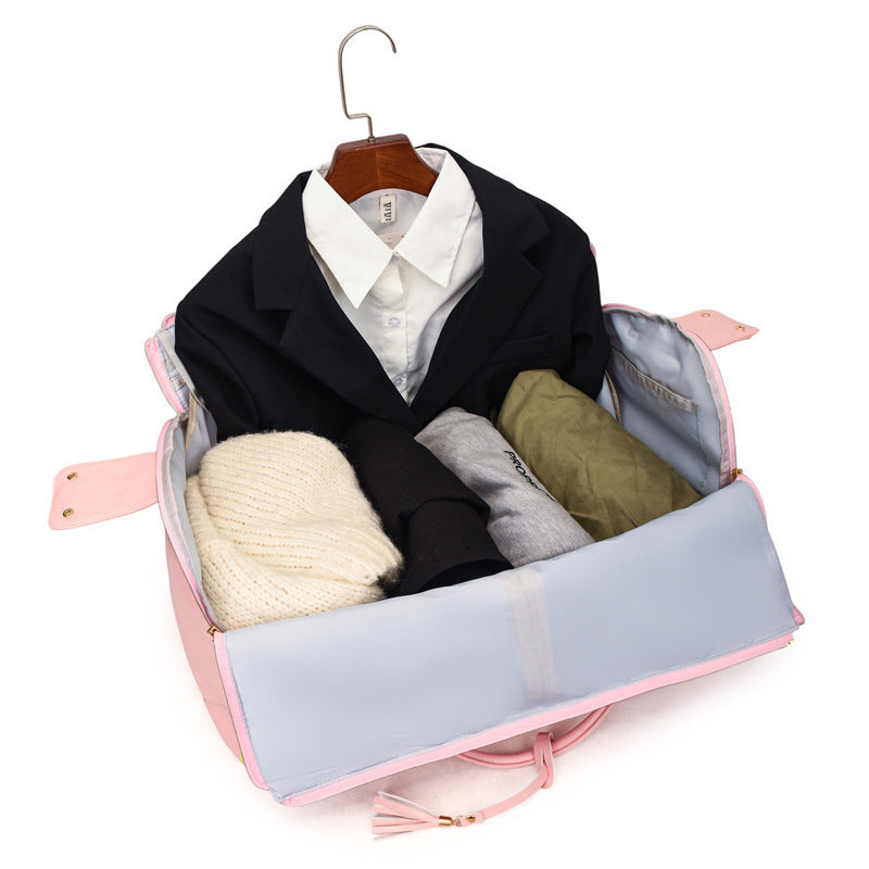 Women's Foldable Rolling Suit Travel Bag ? 2-in-1 Garment Duffel with Wheels