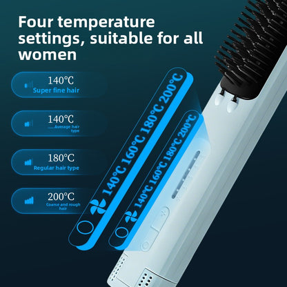 Dual Function Hair Straightener and Curling Comb with Negative Ion Technology