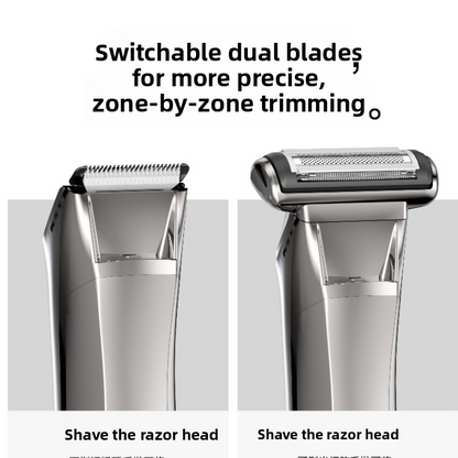 Unisex Cordless Electric Shaver & Trimmer - Dual-Head Groomer for Body & Private Areas