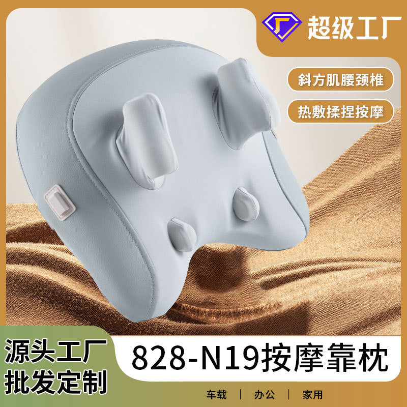 Heated Neck and Back Massager Pillow with Ergonomic Lumbar Support