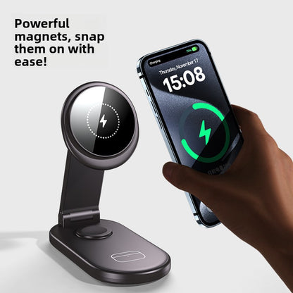 New Three-In-One Wireless Charger Suitable for Apple 17Pro Mobile Phones, Earphones, Watches, Fast Charging Foldable Wireless Charger