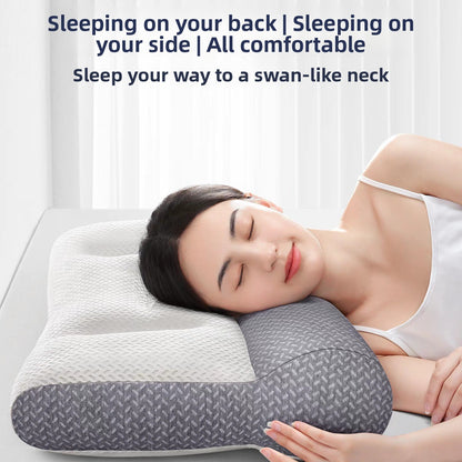 An ergonomic memory foam cervical traction pillow